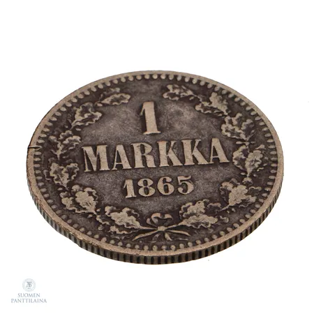 Kolikko, 1 Markka 1865, 868h,  Paino: 5,1 g