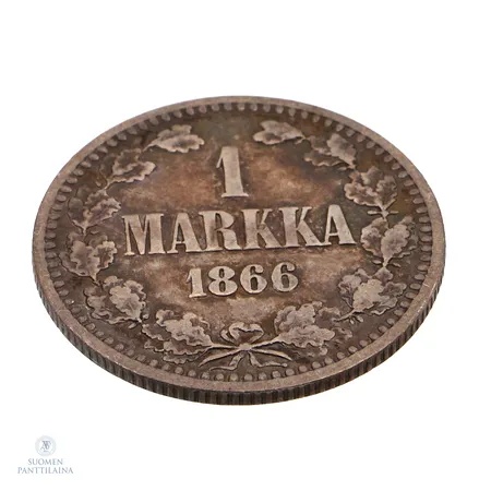 Kolikko, 1 Markka 1866, 868h,  Paino: 5 g