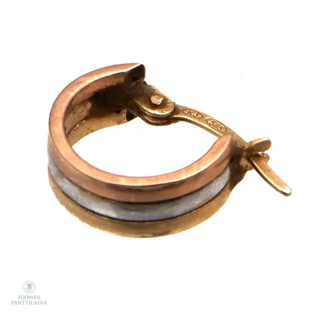 Korvakoru, korkeus 14mm, 585 valko-, kelta- ja punakulta,  Paino: 0,8 g