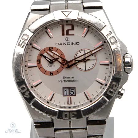 Teräsrannekello Candino Extreme Performance, quartz, käytön jälkiä, rungon Ø42mm, teräsrannekkeen pituus 175mm, 