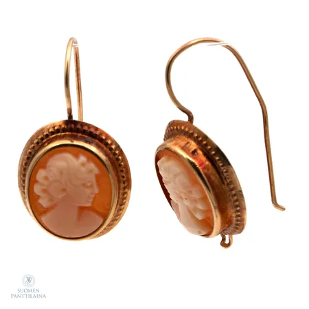 Kamee-korvakorut, korkeus 24mm, 585br,  Paino: 1,8 g