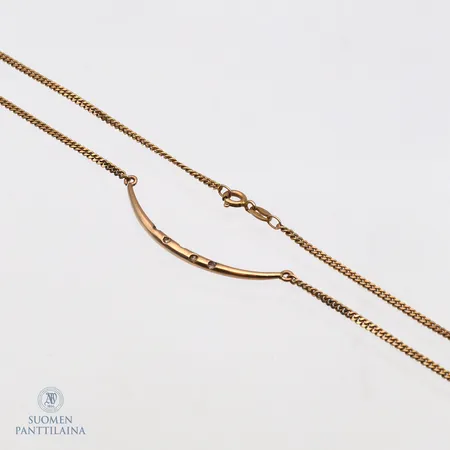Timanttikaulakoru 5xn0.02ct, pituus 46cm, käytön jälkiä, 585br, Paino: 6 g