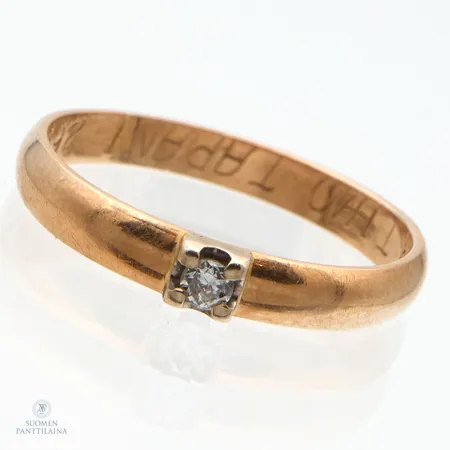 Timanttisormus 1xn.0.04ct, kaiverrettu, koko 16¾, 585,  Paino: 1,8 g