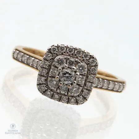 Timanttisormus 12x.0.01ct 26.0.005ct 4x.0.02ct 1xn0.06ct , koko 18, 585,  Paino: 3,2 g