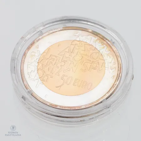Juhlaraha, Suomen EU:n puheenjohtajuus 2006, nimellisarvo 50 euroa, 925/750, laatikko ja todistus, kulta 6,8g ja hopea 6,0g