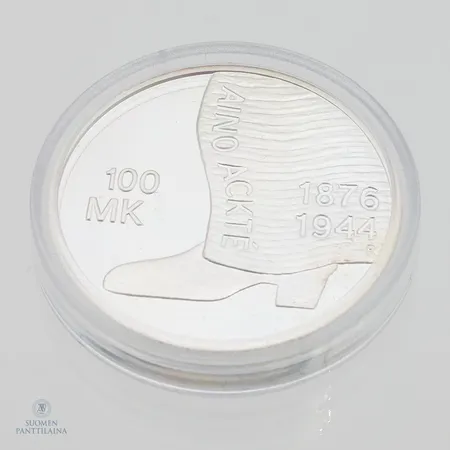 Juhlaraha, 2001 Aino Ackté  1876-1944, nimellisarvo 100mk, 925,  Paino: 31,2 g