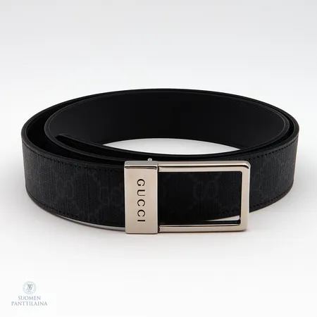 Vyö Gucci GG belt with rectangular buckle, mukana dustbag, alkuperäinen laatikko ja ostokuitti