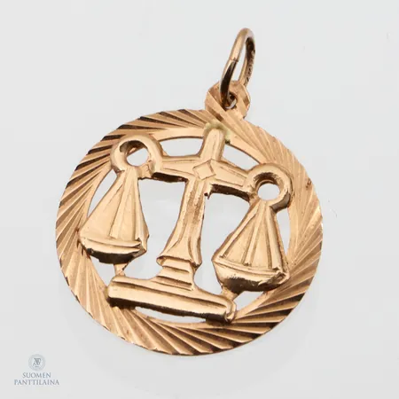 Horoskooppi-riipus, Vaaka, korkeus 20mm, 585,  Paino: 0,6 g