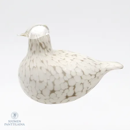 Lasilintu Iittala, Riekko, korkeus 80mm, pituus 110mm, signeeraus O. Toikka Nuutajärvi.