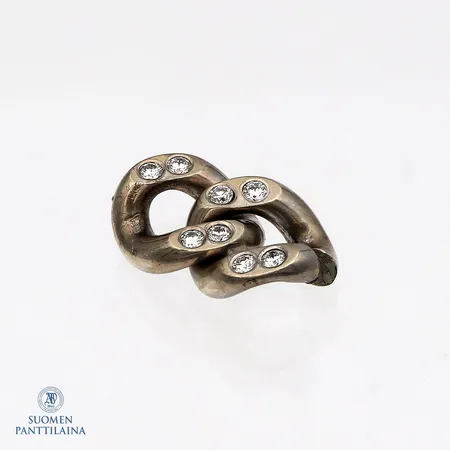 Ketjunpala timanteilla 8xn.0.05ct, leimaamaton, 585br valkokulta, Paino: 8,2 g