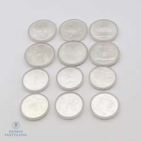 12 juhlarahaa, Montrealin Olympialaiset 1976, 10 ja 5 dollaria, 925,  Paino: 437,4 g
