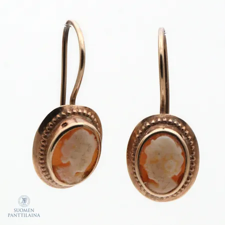 Camee-korvakorut, korkeus 20mm, 585br,  Paino: 1,2 g