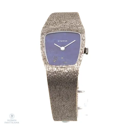 Eterna kultarannekello, 6174472, taulun mitat 19x19mm, rannekkeen pituus 185mm, manuaalinen, 750br valkokulta, Paino: 66,9 g