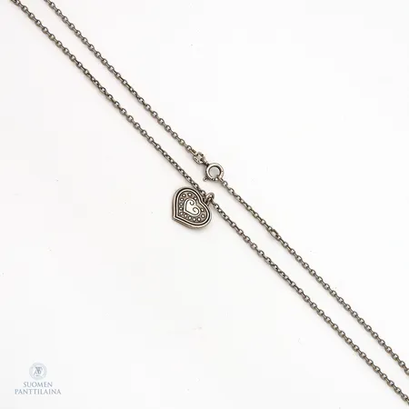 Kaulakoru Kalevala, Euran sydän, pituus 42-45cm, korkeus 17mm, 925, Paino: 6 g
