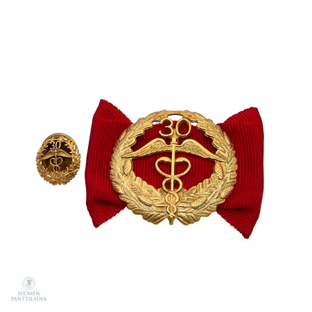 Keskuskauppakamarin ansiomerkki ja pinssi 30 vuotta, korkeus 34mm, 813br, Paino: 8,8 g
