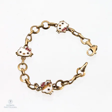 Viallinen Hello Kitty- rannekoru, pituus 14cm, 585br Paino: 3,6 g