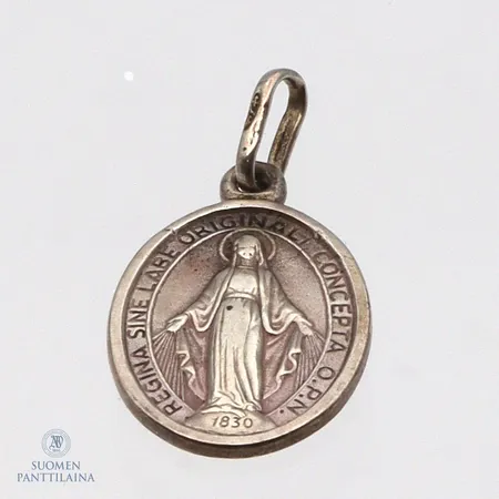 Riipus, Regina sine labe orginal concepta o. p. n., korkeus 25mm, leveys 13mm, 925,  Paino: 1,9 g