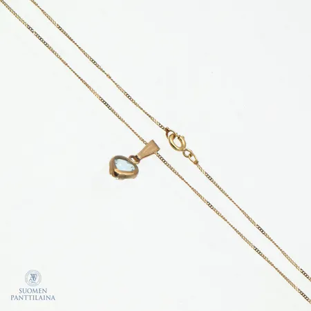 Kiviriipus ja kaulaketju, ketjun pituus 41cm, riipuksen korkeus 13mm, 585br,  Paino: 0,7 g