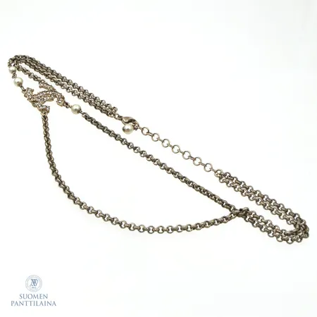 Helmikaulakoru kivillä, Chanel, Crystal CC Pearls, pituus 45cm, korumetallia
