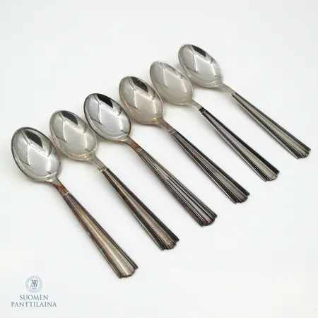 Kuusi kahvilusikkaa, Margit, pituus 119mm, yhden pitoisuus 830, 916,  Paino: 72,3 g
