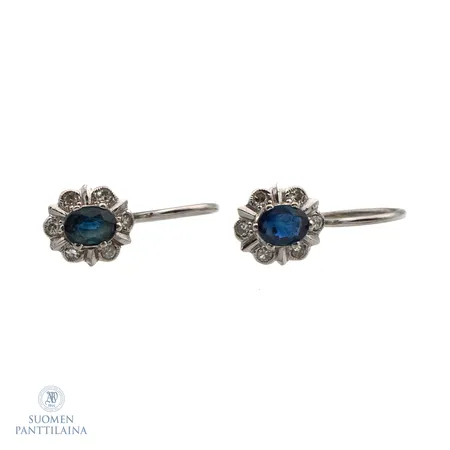 Diana-kivikorvakorut timanteilla 12xn.0.01ct, korkeus 15mm, 585br valkokulta,  Paino: 1,6 g
