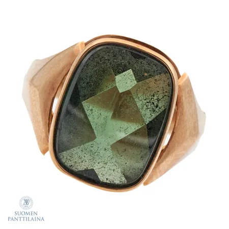 Kivikantasormus, kaiverrettu, koko 20¼, 585br,  Paino: 5,9 g