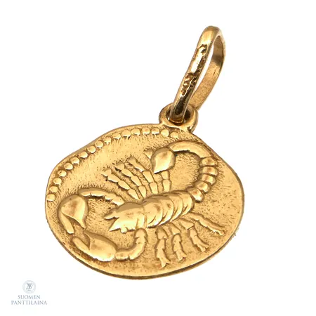 Skorpioni-riipus, korkeus 27mm, 585,  Paino: 2,4 g