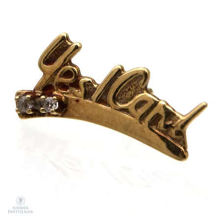 Pinssi timanteilla 2xn.0.02ct, tausta puuttuu, leveys 21mm, 585,  Paino: 1,5 g