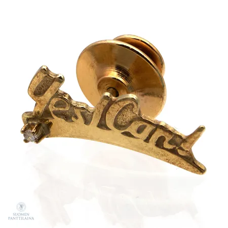 Pinssi timantilla 1xn.0.02ct, leveys 21mm, 585br,  Paino: 2,8 g