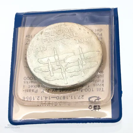 Juhlaraha, Suomen itsenäisyyden kunniaksi 1917-1967, nimellisarvo 10mk, 900, Paino: 24,1 g