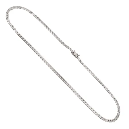 Kaulakoru, pituus 43cm, leveys 4mm, 585 valkokultaa, Paino: 14,6 g
