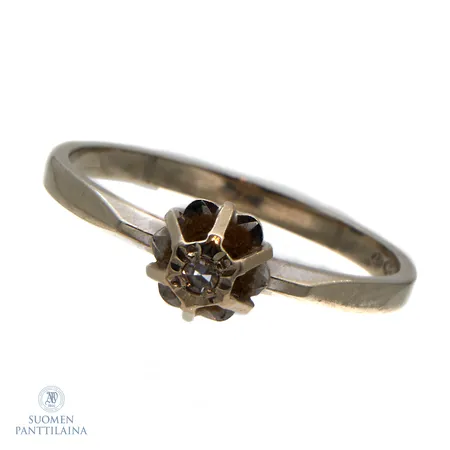 Timanttisormus 1xn.0.02ct (8/8 hiontainen), koko 18, 750 valkokulta,  Paino: 2,2 g