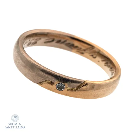 Timanttisormus 1xn.0.005ct, kaiverrettu, koko 16¾, 585 kelta- ja valkokulta,  Paino: 3,5 g