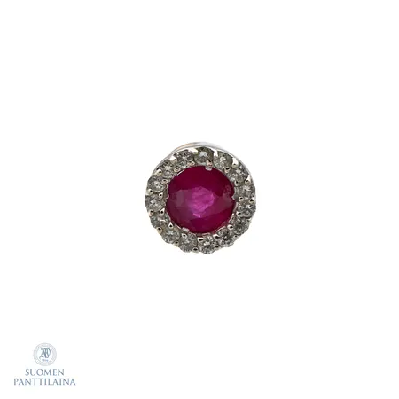Kiviriipus timanteilla 15xn.0.005ct, Ø 6mm, 585br valkokulta,  Paino: 0,7 g