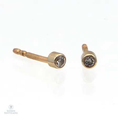 Timanttikorvakorut 2xn.0.02ct, taustat puuttuvat, 585 kelta- ja valkokulta, Paino: 0,4 g