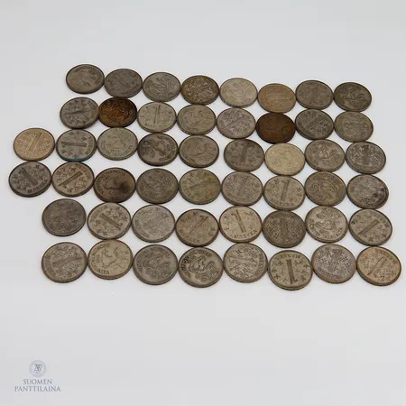 50 markan kolikkoa, vuosilta 1964-1968, hopea 300, Paino: 319,7 g