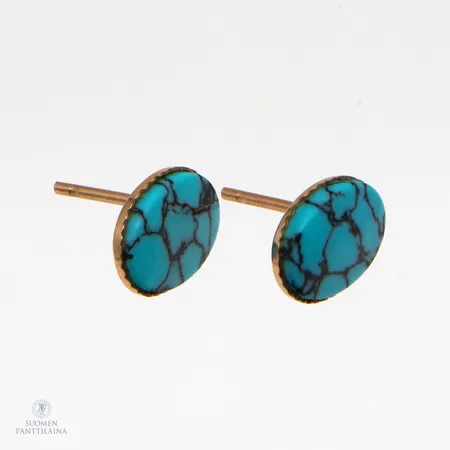 Kivikorvakoru, mitat 6,7x8,6mm, taustat puuttuvat, 585br, Paino: 0,7 g
