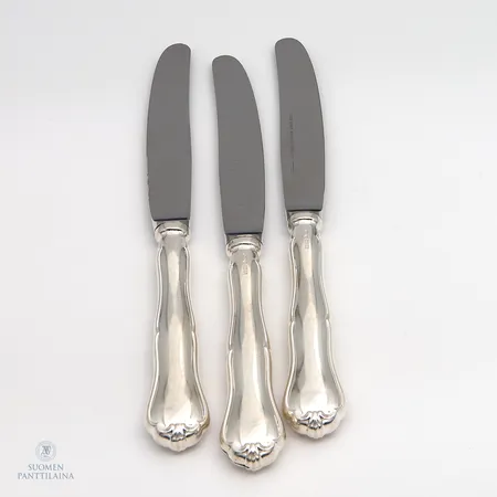 Kolme jälkiruokaveistä, Chippendale, pituus 190mm, 830,  Paino: 184,2 g