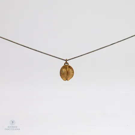Kaulakoru Kalevala, Lumikukka, design Marja Suna, ketjun pituus 53cm, riipuksen korkeus 19mm, käytön jälkiä, pronssia, ketju ei alkeperäinen