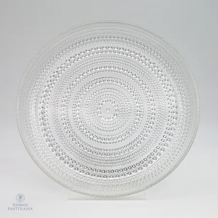 Lautanen Iittala, Kastehelmi, Ø 25cm, naarmuja ja kulumaa, kirkas
