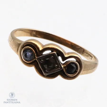 Kivisormus timantilla 1xn.0.01ct, vanha hionta, koko 15¼, 585br,   Paino: 1,5 g