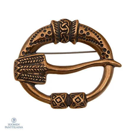 Rintaneula, Virusmäen solki, Kalevala Koru, leveys 51mm, pronssia, 