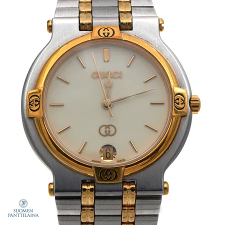 Teräsrannekello, Gucci, sarjanumero 0002432, quartz: paristo loppunut, rungon Ø 32mm,  rannekkeen pituus 180mm, 