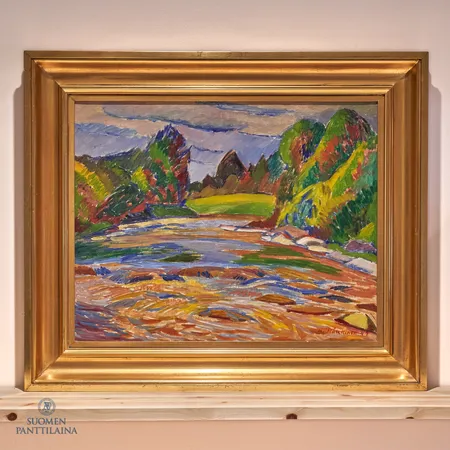 Öljyvärimaalaus signeeraus T. Sainio -36, mitat 44,5x47,5cm 
