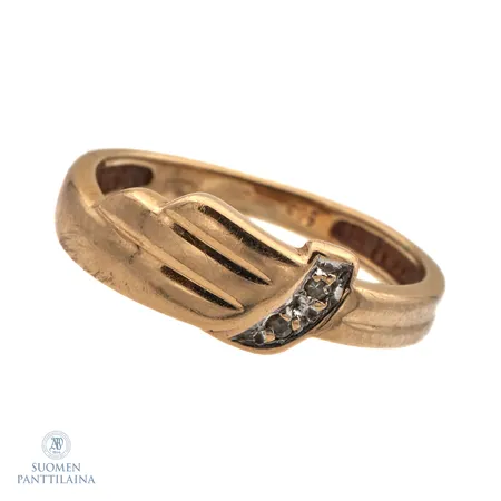 Timanttisormus 2xn.0.005ct, koko 14, 585,  Paino: 1,6 g