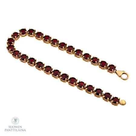 Granaatti-rannekoru, pituus 190mm, korkeus 4mm, leveys 5mm, 585br,  Paino: 15,8 g