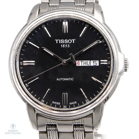 Teräsrannekello Tissot automatic, T065.430.11.051.001, pientä käytön jälkeä, rungon Ø39mm, teräsrannekkeen pituus 210mm,  laatikko ja paperit.