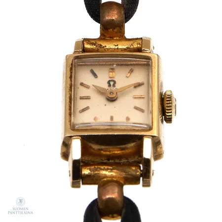 Teräsrannekello Omega, caliber 482, swiss made, 17 jewels, manuaalinen, rungon mitat 14x17mm, kulunut hankaranneke, rannekkeen pituus 130-170mm, 