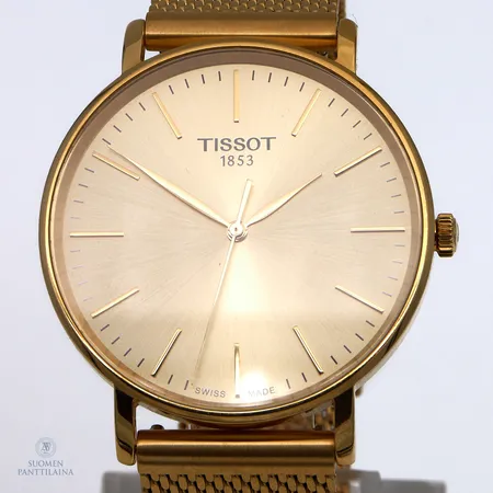 Teräsrannekello Tissot, quartz, Swiss Made, ref T143410A, rungon Ø40, teräsrannekkeen pituus 150-220mm, laatikko