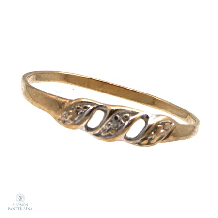 Taittunut timanttisormus 1xn.0.005ct, koko 18½, 585,  Paino: 0,7 g